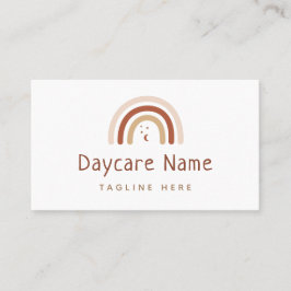Tarjeta De Visita Boho Brown Rainbow Moon estrena cuidado infantil