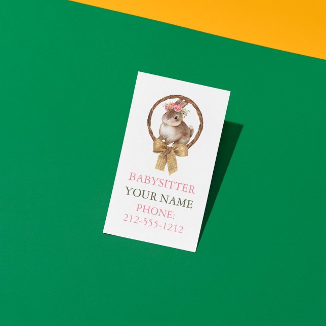 Tarjeta De Visita BOHO Bunny Coquette Bow Babysitter Business Cards (BOHO Bunny Coquette Bow Babysitter Business Cards)