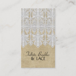 Tarjeta De Visita BOHO Burlap impreso y gitano de encaje estilo mode