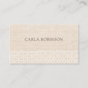 Tarjeta De Visita Boho chic natural, beige y blanco, Flor de la vida