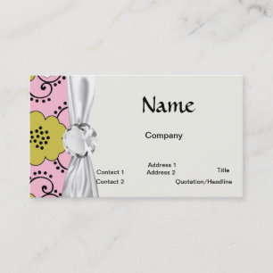 Tarjeta De Visita boho chic shabby damasco verde floral rosa
