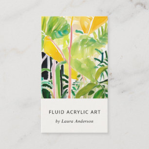 Tarjeta De Visita Boho Chic Verde Follaje Tropical Botánico