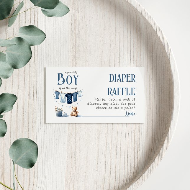Tarjeta De Visita Boho Clothesline Blue Boy Baby Shower Diaper (Subido por el creador)