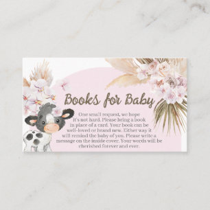 Tarjeta De Visita Boho Cow Baby Shower Books para el bebé