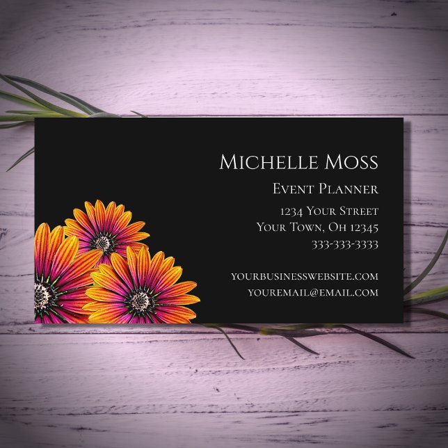 Tarjeta De Visita Boho Daisies blanco negro botánico moderno (Subido por el creador)