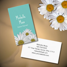 Tarjeta De Visita Boho Daisies Botanendy Verde azulada