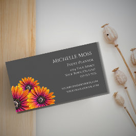 Tarjeta De Visita Boho Daisies Elegante Gris Botánico
