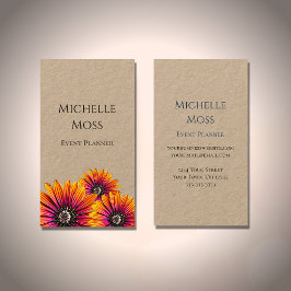 Tarjeta De Visita Boho Daisies Moderno Planificador de Eventos Botán