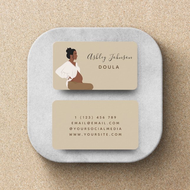 Tarjeta De Visita Boho Dama Embarazada Ilustracion Doula Moda Parter (Subido por el creador)