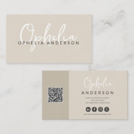 Tarjeta De Visita Boho de escritura natural mínimo moderno QRcode
