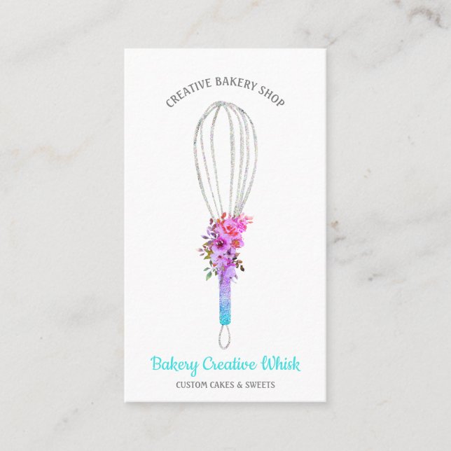 Tarjeta De Visita Boho de pastelería del logo de Caterer Whisk (Anverso)