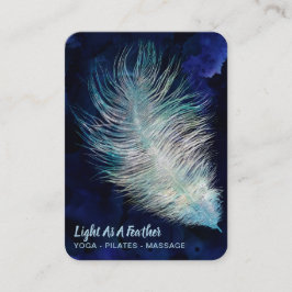 Tarjeta De Visita *~* Boho de plumas de luz del cielo azul medianoch