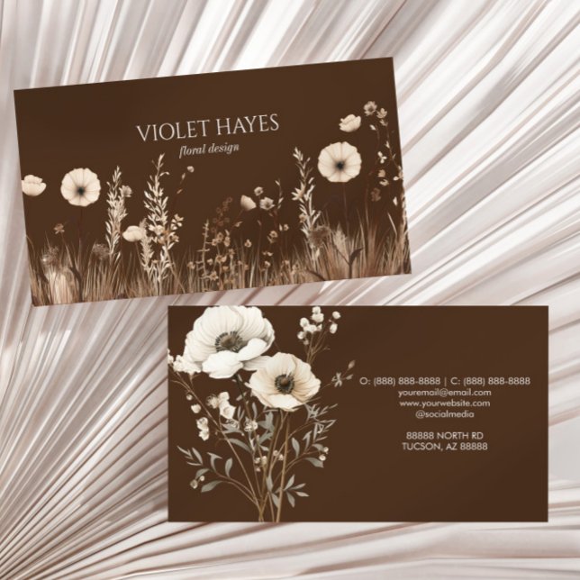Tarjeta De Visita Boho Elegant Wildflower Wildflower Floral Custom (Subido por el creador)