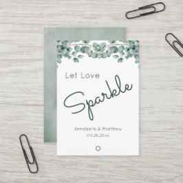 Tarjeta De Visita Boho Eucalyptus Let Love Sparkle Boda Sparkler