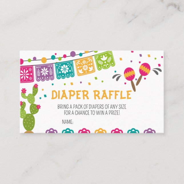 Tarjeta De Visita Boho Fiesta Baby Shower Diaper Raffle mexicano (Anverso)