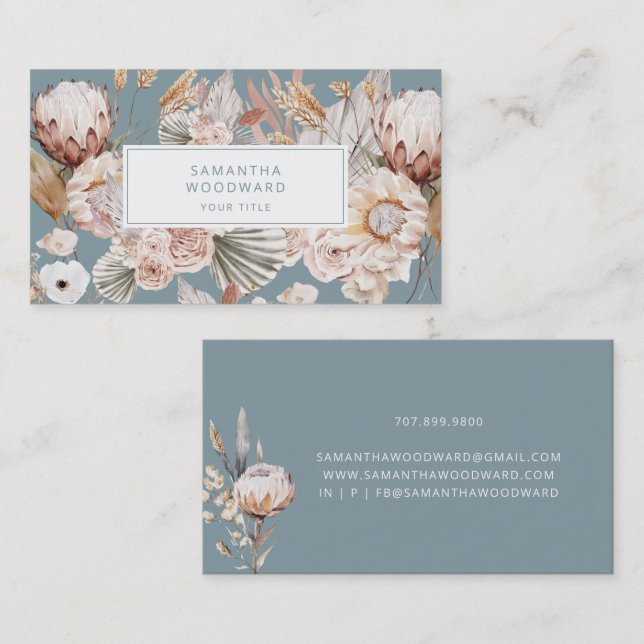 Tarjeta de visita Boho Floral (Anverso / Reverso)