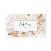 Tarjeta de visita Boho Floral and Gold Tracery