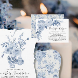 Tarjeta De Visita BOHO Floral Azul y Colores de Agua Blancas Libros 