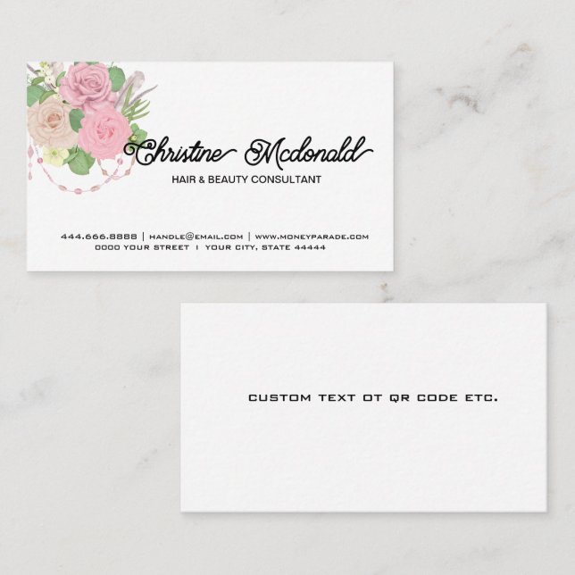 Tarjeta De Visita Boho Floral Business Cards - Diseñar las suyas en  (Anverso / Reverso)