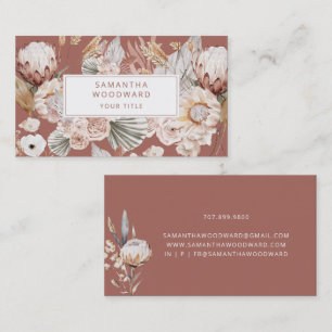 Tarjeta De Visita Boho Floral Cream Terracotta Professional