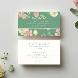 Tarjeta De Visita Boho floral de primavera natural