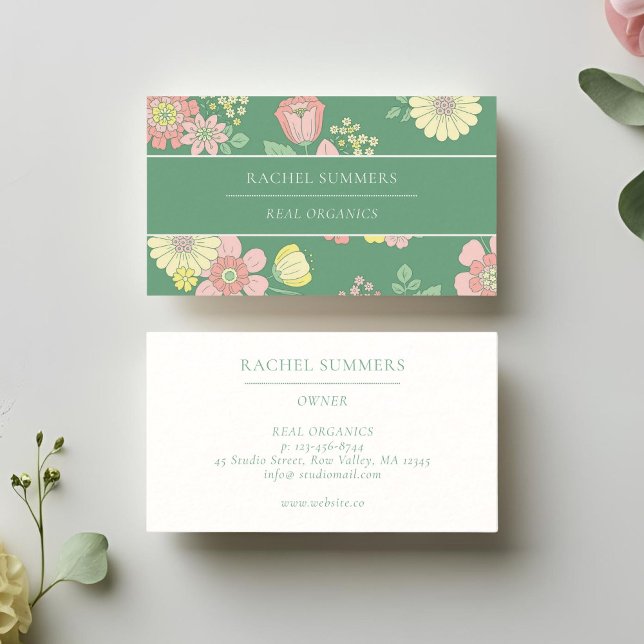 Tarjeta De Visita Boho floral de primavera natural (Subido por el creador)