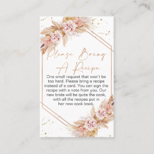 Tarjeta De Visita Boho Floral Rosa Gold Trae Una Receta Insertar