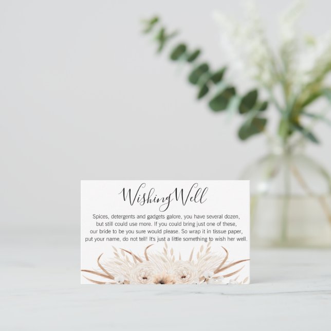 Tarjeta De Visita Boho Floral Wire Well Bridal Shower Card (Anverso de pie)