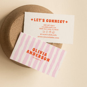 Tarjeta De Visita Boho Groovy Funky Girly Trendy, retro negrita y ro