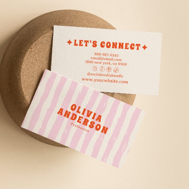 Tarjeta De Visita Boho Groovy Funky Girly Trendy, retro negrita y ro (Subido por el creador)