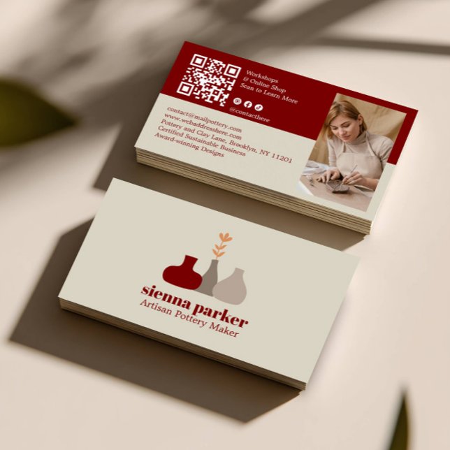 TARJETA DE VISITA BOHO  HANDMADE POTTERY CERAMIC QR CODE PHOTO (Subido por el creador)
