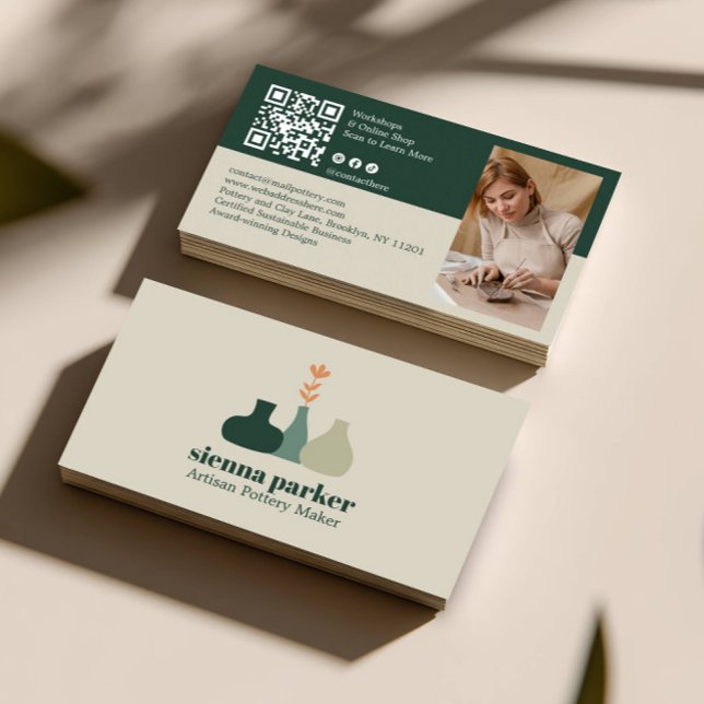 TARJETA DE VISITA BOHO  HANDMADE POTTERY CERAMIC QR CODE PHOTO (Subido por el creador)