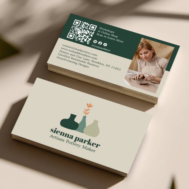 TARJETA DE VISITA BOHO  HANDMADE POTTERY CERAMIC QR CODE PHOTO (Subido por el creador)