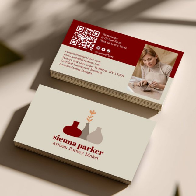 TARJETA DE VISITA BOHO  HANDMADE POTTERY CERAMIC QR CODE PHOTO (Subido por el creador)