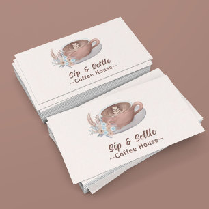 Tarjeta De Visita Boho Latte Con Flores Personalizado