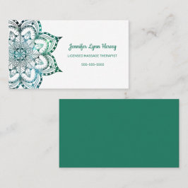 Tarjeta De Visita Boho Mandala Verde azulada