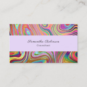 Tarjeta De Visita Boho Moda Lavanda Arcoiris Swirling Resumen