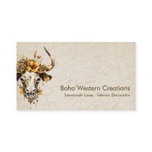 Boho Moda Watercolor Floral Cow Skull