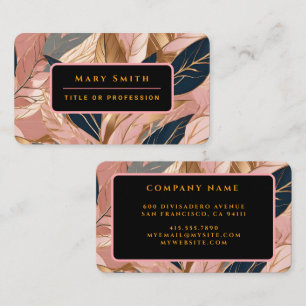 Tarjeta De Visita Boho moderno de Rubor Pink Gold deja colección