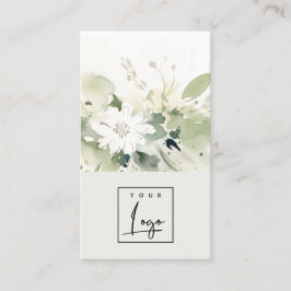 Tarjeta De Visita Boho moderno Resumen Logo de Floral Blanca Verde