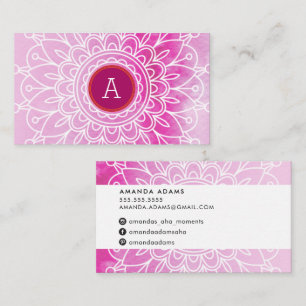 Tarjeta De Visita BOHO MONOGRAM moderno patrón mandala naranja rosa