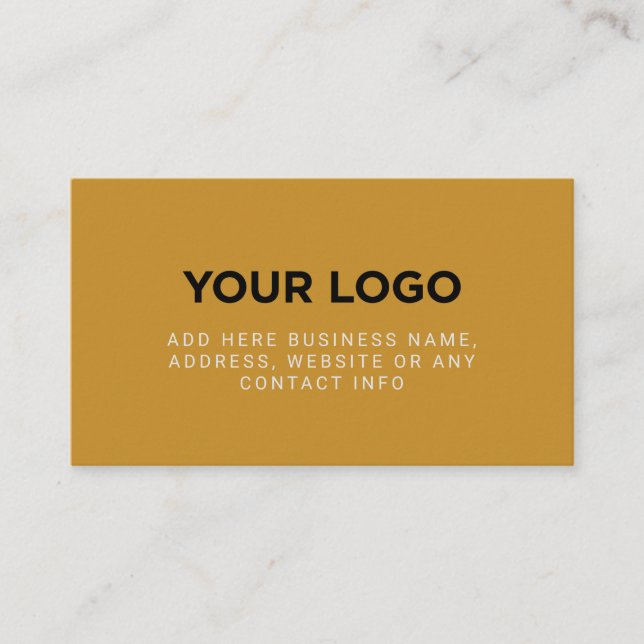 Tarjeta De Visita Boho Mustard Yellow | Logotipo de compañía simple (Anverso)