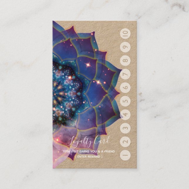 Tarjeta De Visita Boho Nebula Bloom | Diseño de Mandala (Anverso)