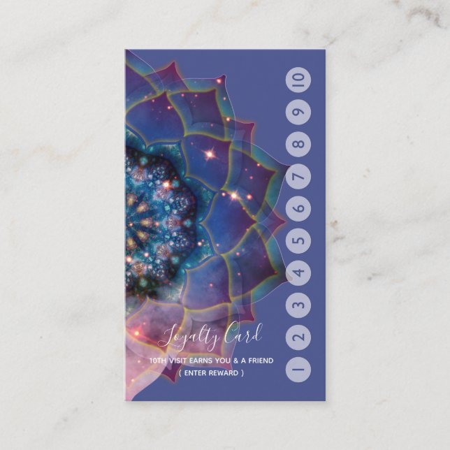 Tarjeta De Visita Boho Nebula Bloom | Diseño de Mandala (Anverso)