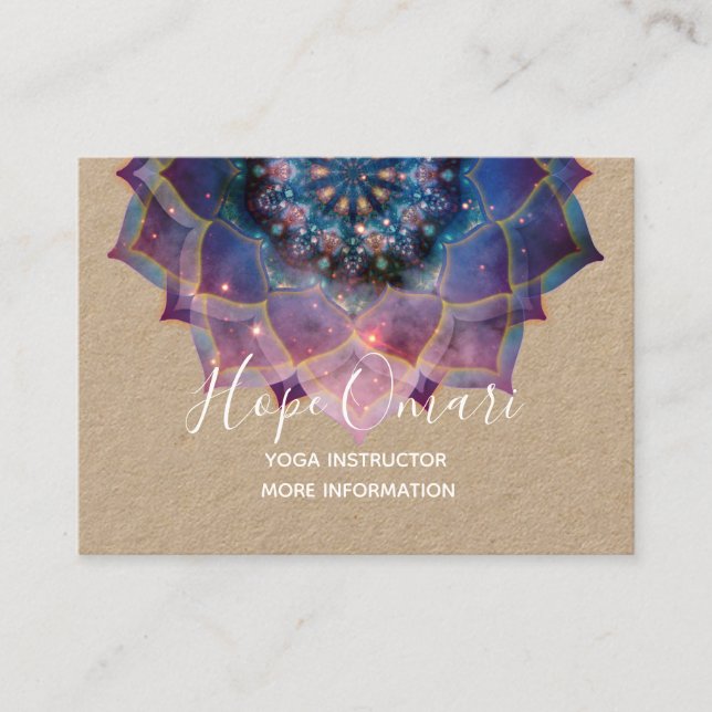 Tarjeta De Visita Boho Nebula Bloom | Diseño de Mandala (Anverso)