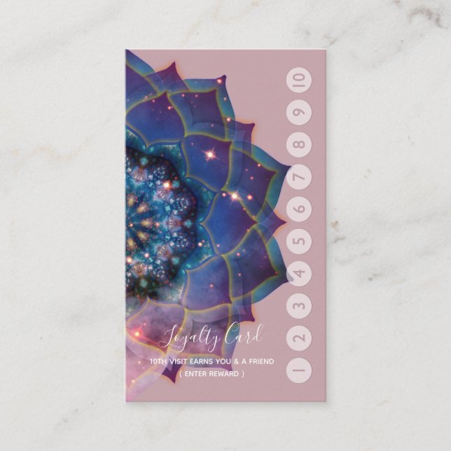 Tarjeta De Visita Boho Nebula Mandala, místico (Anverso)
