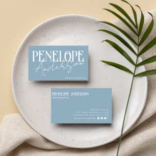 Tarjeta De Visita Boho Neutral Azul moderno   Elegante Tendencia Úni
