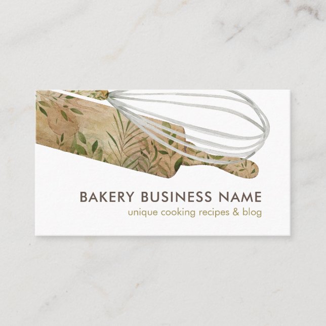 Tarjeta De Visita Boho Pastry Chef Catering Cake Maker Rolling Pin (Anverso)
