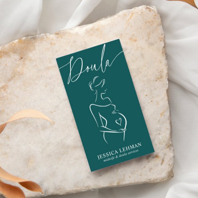 Tarjeta De Visita Boho Pregnant Lady Line Art Doula Midwife QRCODE  (Subido por el creador)