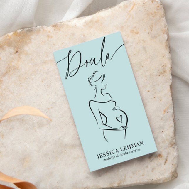 Tarjeta De Visita Boho Pregnant Lady Line Art Doula Midwife QRCODE  (Subido por el creador)